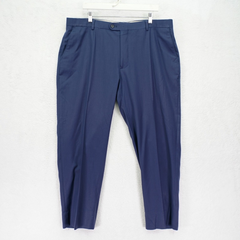 Joseph Abboud Wool Blue Flat Front Low Rise Dress Pants Lined -40 / 29-